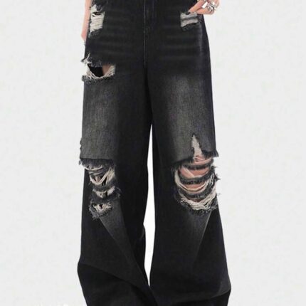 شلوار جین واید لگ زاپدار تینتی