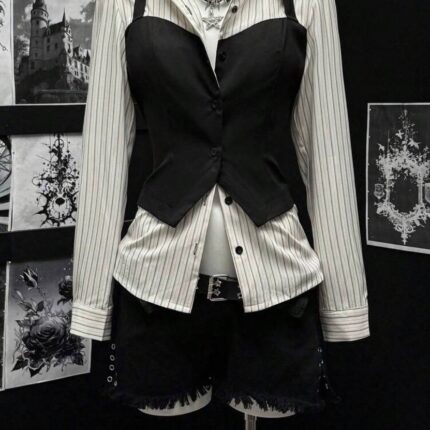 پیراهن خط دار دو تیکه وینتج