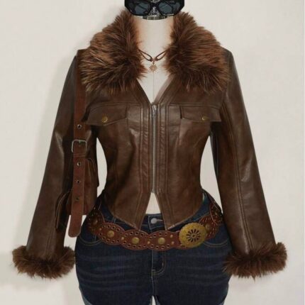 کت چرم فیت خزدار