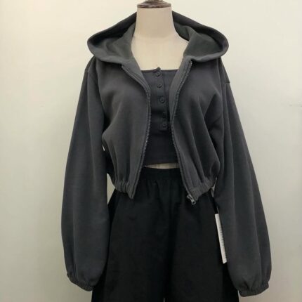 کراپ سویشرت وایتوکی کمرباریک  فیت