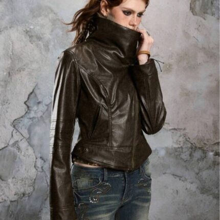 جکت خزدار هات چرمی  وینتج