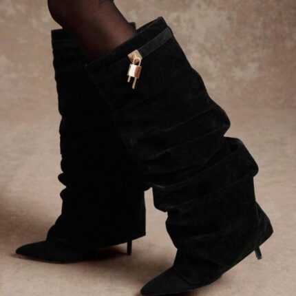 بوت  پارچه ای مخملی قفل دار