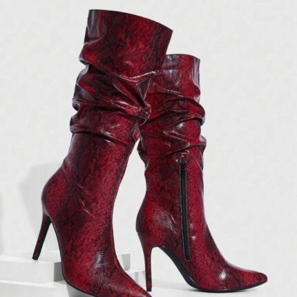 بوت پاشنه دار چرم ورنی