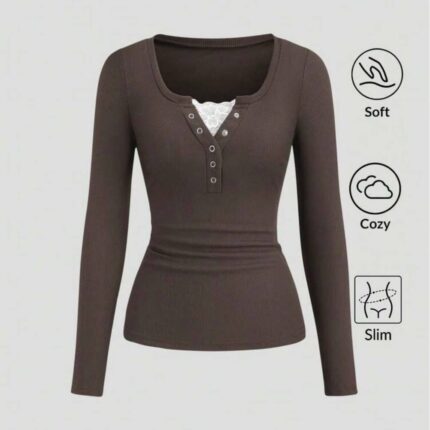 بلوز دانتل دار یقه هفت فیت